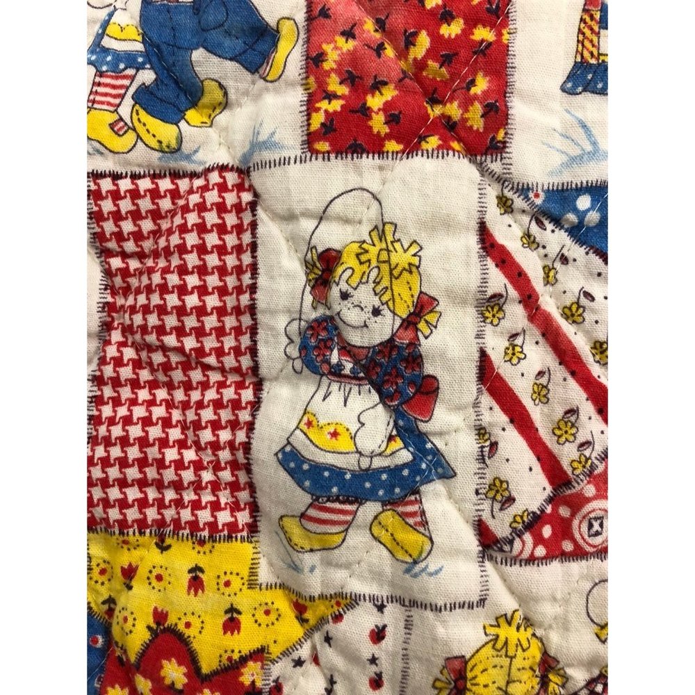 Vtg Baby Blanket Quilt Satin Trim 38" x 45" Rag Doll Theme‎ Smocked Smocking - Picture 6 of 12